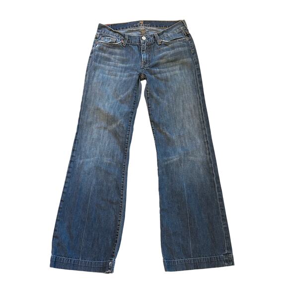 7 For All Mankind Denim - 7 For All Mankind Dojo Jeans Womens Size 31 Blue Wide Flare Leg 100% Cotton Boho